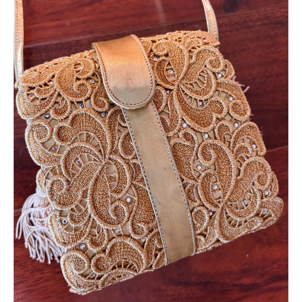 Gold Stuart Weitzman Evening or Special Occasion Crossbody Purse